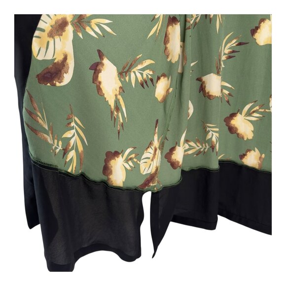 LuLaRoe Womens Floral Print Kimono Cardigan Green/Black Trim Size L Open Front - Picture 10 of 11